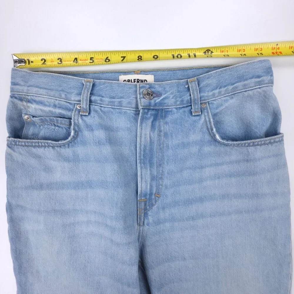 GRLFRND Raw Hem Bermuda Mid Rise Jean Shorts Boho 70s Vintage Clean Girl Minimal